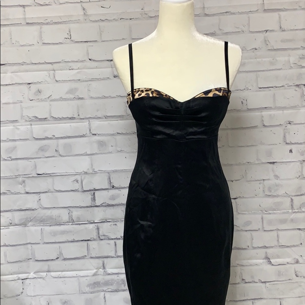 Marciano Black Midi Dress with Leopard Bra Detail